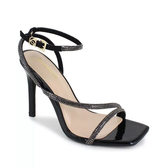 BEBE Women's Millan Cross Strapped Rhinestone Heels Sandals Dress Party SZ9:NWOB - Picture 1 of 8